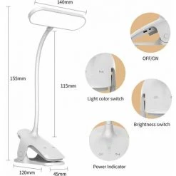 QERSTA Lampe De Bureau Led Sans Fil, Lampe De Chevet Tactile 5 Couleurs&5 Intensité Réglables Lampe Led Cou Flexible 350°, Lampe De Lecture Lampe Liseuse Pour Lit, Blanc [Classe Énergétique A+++] -Lampe Soldes Boutique 67873800 5