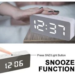 QERSTA Reveil Pile Réveil électronique Avec Miroir Maquillage, Affichage Date, Température, Réveil Enfant Snooze, Mode En Veille, Luminosité Réglable, Alimenté Par Batterie(Nouvelle Version) 9 QERSTA Reveil Pile Réveil électronique Avec Miroir Maquillage, Affichage Date, Température, Réveil Enfant Snooze, Mode En Veille, Luminosité Réglable, Alimenté Par Batterie(Nouvelle Version) -Lampe Soldes Boutique 67962196 5