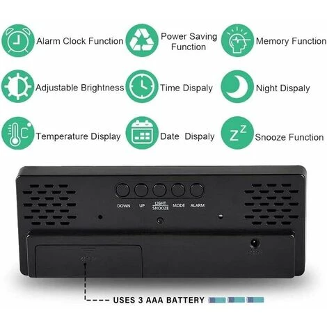 LLOVE Réveil Miroir, Réveil Numérique Avec Affichage à LED De Date/Température,Lumière De Nuit, Luminosité Réglable Réveil Snooze Pour Voyage/Chambre/Bureau/Cuisine 3 LLOVE Réveil Miroir, Réveil Numérique Avec Affichage à LED De Date/Température,Lumière De Nuit, Luminosité Réglable Réveil Snooze Pour Voyage/Chambre/Bureau/Cuisine – Image 3