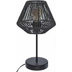 HOMEMAISON Lampe Droite Sur Pied Et En Corde Noir H 34 Cm - Noir