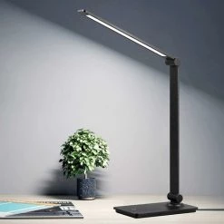 WIAN Lampe De Bureau LED, Lampe De Bureau Réglable à Bras Réglable, Lampe De Bureau Pliable Pour Bureau, Chambre à Coucher, étude De Bureau, Noir