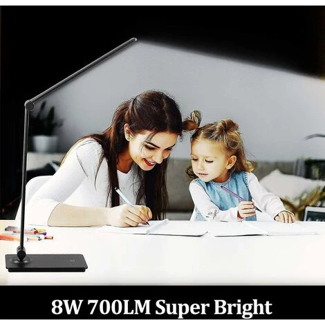 WIAN Lampe De Bureau LED, Lampe De Bureau Réglable à Bras Réglable, Lampe De Bureau Pliable Pour Bureau, Chambre à Coucher, étude De Bureau, Noir 3 WIAN Lampe De Bureau LED, Lampe De Bureau Réglable à Bras Réglable, Lampe De Bureau Pliable Pour Bureau, Chambre à Coucher, étude De Bureau, Noir – Image 3