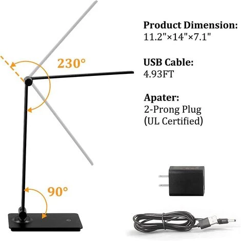 WIAN Lampe De Bureau LED, Lampe De Bureau Réglable à Bras Réglable, Lampe De Bureau Pliable Pour Bureau, Chambre à Coucher, étude De Bureau, Noir 5 WIAN Lampe De Bureau LED, Lampe De Bureau Réglable à Bras Réglable, Lampe De Bureau Pliable Pour Bureau, Chambre à Coucher, étude De Bureau, Noir – Image 5