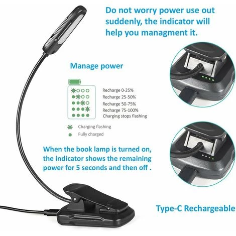 LLOVE Lampe De Lecture Liseuse Lampe Pour Livre,USB Rechargeable Lampe Lecture 9 LED Con 3 Modes De Luminosité Et 3 Température De Couleur,360°Cou Flexible Lampe Pince Veilleuse Pour Lit,Chevet,Nuit 2 LLOVE Lampe De Lecture Liseuse Lampe Pour Livre,USB Rechargeable Lampe Lecture 9 LED Con 3 Modes De Luminosité Et 3 Température De Couleur,360°Cou Flexible Lampe Pince Veilleuse Pour Lit,Chevet,Nuit – Image 2