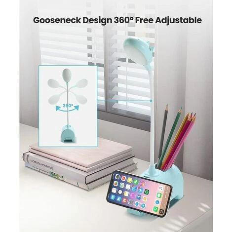 LLOVE Lampe De Bureau Enfant, Lampe De Bureau LED Tactile Dimmable 3 Niveaux De Luminosité Rechargeable Animal Desk Lamp Sans Fil , Porte-Stylo Et Support - Bleu 4 LLOVE Lampe De Bureau Enfant, Lampe De Bureau LED Tactile Dimmable 3 Niveaux De Luminosité Rechargeable Animal Desk Lamp Sans Fil , Porte-Stylo Et Support - Bleu – Image 4