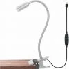 LLOVE Lampe De Lecture à Pince Lampe à Pince De Bureau LED Lampe à 3 Livres De Luminosité Veilleuse, Cou Flexible à 360 ° Contrôle Tactile Eye-Care Parfait Pour Ordinateur De Bureau Et Tête De Lit, Argent