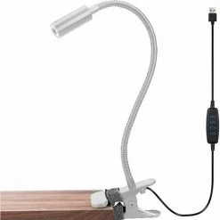 LLOVE Lampe De Lecture à Pince Lampe à Pince De Bureau LED Lampe à 3 Livres De Luminosité Veilleuse, Cou Flexible à 360 ° Contrôle Tactile Eye-Care Parfait Pour Ordinateur De Bureau Et Tête De Lit, Argent