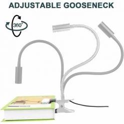 LLOVE Lampe De Lecture à Pince Lampe à Pince De Bureau LED Lampe à 3 Livres De Luminosité Veilleuse, Cou Flexible à 360 ° Contrôle Tactile Eye-Care Parfait Pour Ordinateur De Bureau Et Tête De Lit, Argent -Lampe Soldes Boutique 68573841 4