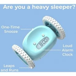 QERSTA Réveil Matin Roulant | Tres Fort Pour Le Gros Dormeurs (Robot Pour Le Chambre Adultes Et Les Enfants) , Amusant, Sauteur, Chasse, Fuir, Bouge, Qui Roule (Bleu) -Lampe Soldes Boutique 68602950 3