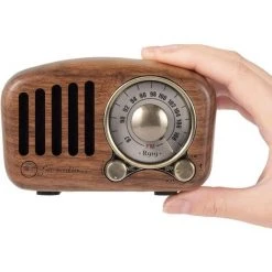 BENOBBY KIDS Petite Radio FM Classique Rétro En Bois, Radio Portable Avec Haut-parleur Bluetooth, Radio Nostalgique Avec Fonction AUX/SD, Batterie Rechargeable 1800 MAh. (Bois De Noyer)
