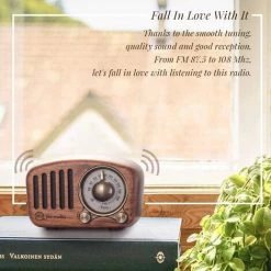 BENOBBY KIDS Petite Radio FM Classique Rétro En Bois, Radio Portable Avec Haut-parleur Bluetooth, Radio Nostalgique Avec Fonction AUX/SD, Batterie Rechargeable 1800 MAh. (Bois De Noyer) -Lampe Soldes Boutique 68671370 4