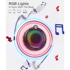 BENOBBY KIDS Haut-parleur Bluetooth IPX7 Protection Contre L'eau Avec Lumières LED, Boîte à Musique Portable Petit Haut-parleur Extérieur Bluetooth Avec Batterie 8W Et 24H, Prise En Charge De La Carte TF, FM Et Radio -Lampe Soldes Boutique 68671857 4