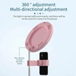 Cisea Selfie Ring Light Avec Support De Téléphone, Lampe De Bureau LED Pliable Dimmable Phone Make Up Ringlight Stand Miroir De Maquillage Extensible TIK Tok YouTube Video Vlog Enregistrement Photographie Tiktok Live Stream (Rose) -Lampe Soldes Boutique 68696162 4