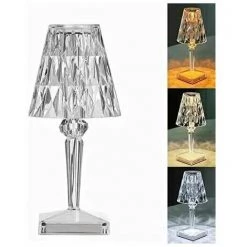 MONLY Style Moderne Créatif Imitation Cristal Diamant Coupe Lampe De Table Trois Tons Atmosphère Chambre LED Acrylique Veilleuse Lampe De Chevet