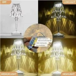 MONLY Style Moderne Créatif Imitation Cristal Diamant Coupe Lampe De Table Trois Tons Atmosphère Chambre LED Acrylique Veilleuse Lampe De Chevet 7 MONLY Style Moderne Créatif Imitation Cristal Diamant Coupe Lampe De Table Trois Tons Atmosphère Chambre LED Acrylique Veilleuse Lampe De Chevet -Lampe Soldes Boutique 68770688 3
