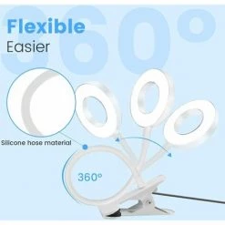 MONLY Lampe De Bureau Pince 48 LEDs Lampe De Lecture Clipsable Luminosité Réglable Lampe Pince Pour Lit Lampe Bureau Led USB Pour étude Et Travail, Blanc [Classe énergétique A++] -Lampe Soldes Boutique 68771255 3