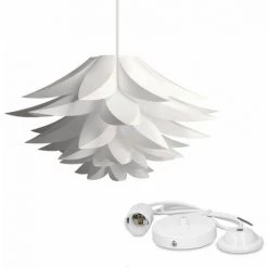 MONLY Lampe Design Lotus - Abat-jour XL à Monter - Luminaire IQ Plafond - Ensemble Avec Montage Plafonnier Câble 90cm Douille E27-50 Pcs