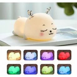 MONLY 7 Couleurs LED Silicone Baby Night Light Touch Sensor Cute Toddler Nursery Night Ligh