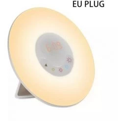 FUIENKO Réveil Lumineux Avec Radio FM Et Commande Tactile, Horloge De Table, Simulation Du Lever Et Du Coucher Du Soleil,EU Plug,Israël