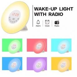 FUIENKO Réveil Lumineux Avec Radio FM Et Commande Tactile, Horloge De Table, Simulation Du Lever Et Du Coucher Du Soleil,EU Plug,Israël -Lampe Soldes Boutique 68799266 3