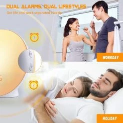 FUIENKO Réveil Lumineux Avec Simulation Du Lever/coucher Du Soleil, Double Alarme, 7 Couleurs, 7 Sons Naturels, Radio FM -Lampe Soldes Boutique 68799615 4