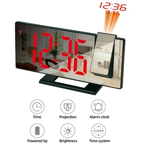 FUIENKO Réveil à Projection Numérique LED, Horloge électronique Avec Projection Radio FM, Projecteur, Horloge De Chevet, Muet,Red On Black B,CHINA 1 FUIENKO Réveil à Projection Numérique LED, Horloge électronique Avec Projection Radio FM, Projecteur, Horloge De Chevet, Muet,Red On Black B,CHINA