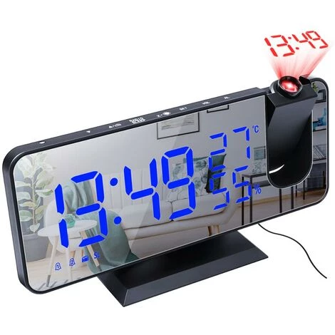 FUIENKO Réveil Numérique LED Projection 3D, Horloge électronique De Bureau, USB, Snooze, Radio FM, Projecteur, Horloge De Chevet, Muet,B,CHINA 2 FUIENKO Réveil Numérique LED Projection 3D, Horloge électronique De Bureau, USB, Snooze, Radio FM, Projecteur, Horloge De Chevet, Muet,B,CHINA – Image 2