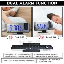 FUIENKO Réveil Numérique LED Projection 3D, Horloge électronique De Bureau, USB, Snooze, Radio FM, Projecteur, Horloge De Chevet, Muet,B,CHINA 9 FUIENKO Réveil Numérique LED Projection 3D, Horloge électronique De Bureau, USB, Snooze, Radio FM, Projecteur, Horloge De Chevet, Muet,B,CHINA -Lampe Soldes Boutique 68800213 5