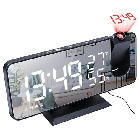 FUIENKO Réveil à Projection Numérique, Horloge électronique, Météo, Humidité, Radio FM, USB, Minuterie, Projecteur LED Rétro-éclairé,Black,CHINA 1 FUIENKO Réveil à Projection Numérique, Horloge électronique, Météo, Humidité, Radio FM, USB, Minuterie, Projecteur LED Rétro-éclairé,Black,CHINA
