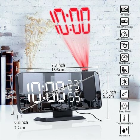 FUIENKO Réveil à Projection Numérique, Horloge électronique, Météo, Humidité, Radio FM, USB, Minuterie, Projecteur LED Rétro-éclairé,Black,CHINA 3 FUIENKO Réveil à Projection Numérique, Horloge électronique, Météo, Humidité, Radio FM, USB, Minuterie, Projecteur LED Rétro-éclairé,Black,CHINA â Image 3