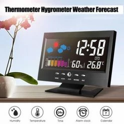 FUIENKO Réveil Numérique Avec écran LCD Couleur, Station Météo, Affichage De La Température, De L'humidité Et De La Date, Avec Port USB
