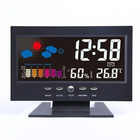 FUIENKO Réveil Numérique Avec écran LCD Couleur, Station Météo, Affichage De La Température, De L'humidité Et De La Date, Avec Port USB 3 FUIENKO Réveil Numérique Avec écran LCD Couleur, Station Météo, Affichage De La Température, De L'humidité Et De La Date, Avec Port USB – Image 3