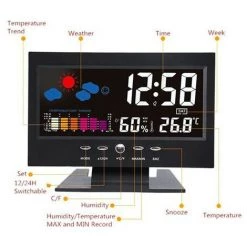 FUIENKO Réveil Numérique Avec écran LCD Couleur, Station Météo, Affichage De La Température, De L'humidité Et De La Date, Avec Port USB 8 FUIENKO Réveil Numérique Avec écran LCD Couleur, Station Météo, Affichage De La Température, De L'humidité Et De La Date, Avec Port USB -Lampe Soldes Boutique 68801932 4