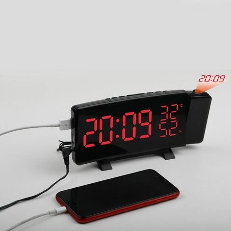 FUIENKO Réveil Numérique à Projection LED, Radio FM, Alarme, Projecteur, Réveil, Réveil, Pour Table De Chambre à Coucher,black 5 FUIENKO Réveil Numérique à Projection LED, Radio FM, Alarme, Projecteur, Réveil, Réveil, Pour Table De Chambre à Coucher,black – Image 5