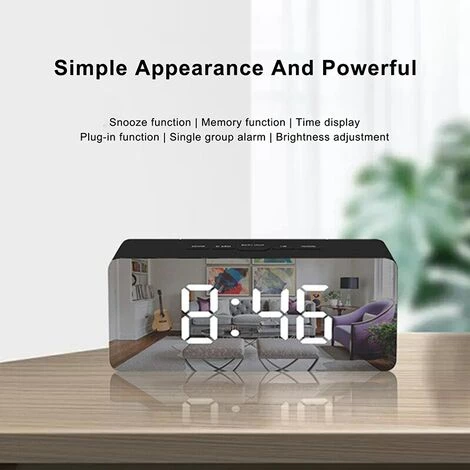 FUIENKO Réveil Miroir LED Avec Variateur De Température, Fonction Snooze, Pour Chambre à Coucher, Bureau, Voyage, Numérique, Décoration De La Maison, Nouveau,A-138x55x34mm-1 5 FUIENKO Réveil Miroir LED Avec Variateur De Température, Fonction Snooze, Pour Chambre à Coucher, Bureau, Voyage, Numérique, Décoration De La Maison, Nouveau,A-138x55x34mm-1 – Image 5