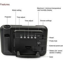 FUIENKO Alarme Numérique à Affichage Rétroéclairé Led, Affichage De La Projection, Réveil, Support Snooze, Température, Thermomètre, Calendrier D'humidité,B 9 FUIENKO Alarme Numérique à Affichage Rétroéclairé Led, Affichage De La Projection, Réveil, Support Snooze, Température, Thermomètre, Calendrier D'humidité,B -Lampe Soldes Boutique 68802201 5