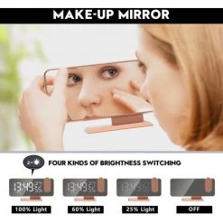 FUIENKO Réveil électronique à Projection USB, Alarme Intelligente, Affichage De L'humidité, Décoration De Bureau, Radio FM, Projecteur De Temps, Réveil Numérique à LED,Tyrant Gold -Lampe Soldes Boutique 68802535 5