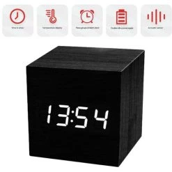 FUIENKO Nouveau Réveil Numérique LED En Bois, Rétro, Lueur, Décor De Table, Commande Vocale, Fonction Snooze, Outils De Bureau,white,China 8 FUIENKO Nouveau Réveil Numérique LED En Bois, Rétro, Lueur, Décor De Table, Commande Vocale, Fonction Snooze, Outils De Bureau,white,China -Lampe Soldes Boutique 68802798 4