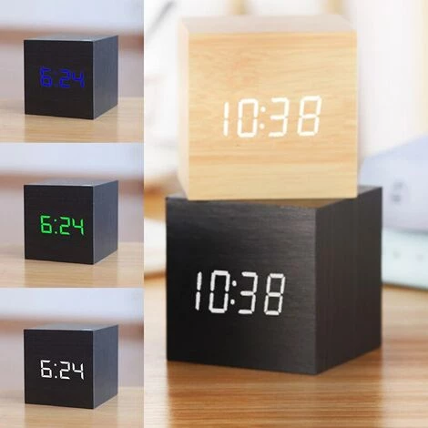 FUIENKO Réveil Numérique Cube En Bois Moderne USB, 1 Pièce, Alarme Numérique, Affichage LED, Réveil Lumineux,15 2 FUIENKO Réveil Numérique Cube En Bois Moderne USB, 1 Pièce, Alarme Numérique, Affichage LED, Réveil Lumineux,15 – Image 2