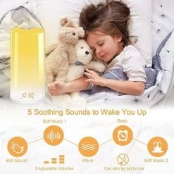 FUIENKO Réveil Lumineux Pour Enfants, Simulation Du Lever Du Soleil, Réveil Pour Les Gros Dormeurs, Chambre à Coucher, Aide Au Sommeil, Double Alarme,Violet 7 FUIENKO Réveil Lumineux Pour Enfants, Simulation Du Lever Du Soleil, Réveil Pour Les Gros Dormeurs, Chambre à Coucher, Aide Au Sommeil, Double Alarme,Violet -Lampe Soldes Boutique 68803342 3