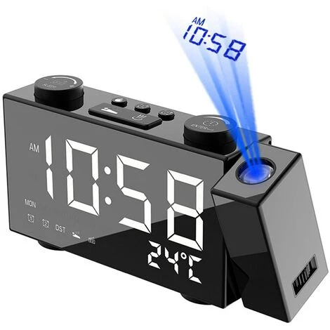 FUIENKO Réveil De Projection à Double Alarme, Grande LED, Batterie De Secours Pour La Maison 1 FUIENKO Réveil De Projection à Double Alarme, Grande LED, Batterie De Secours Pour La Maison