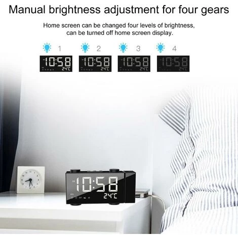 FUIENKO Réveil De Projection à Double Alarme, Grande LED, Batterie De Secours Pour La Maison 2 FUIENKO Réveil De Projection à Double Alarme, Grande LED, Batterie De Secours Pour La Maison – Image 2