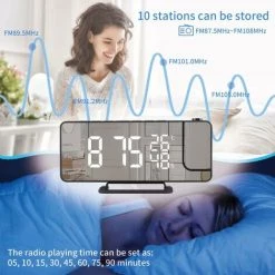FUIENKO Réveil Numérique De Projection, Radio-réveil Avec Ports De Chargeur USB, Pour Chambre à Coucher Et Plafond -Lampe Soldes Boutique 68805668 4