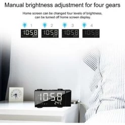 FUIENKO Réveil De Projection Avec Port De Chargement USB, Batterie De Secours Pour Chambres à Coucher