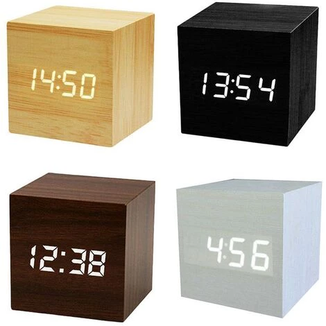 FUIENKO Nouveau Réveil Numérique LED En Bois, Rétro, Décoration De Table Vocale, Fonction Snooze, Contrôle De La Luminosité,white,China 2 FUIENKO Nouveau Réveil Numérique LED En Bois, Rétro, Décoration De Table Vocale, Fonction Snooze, Contrôle De La Luminosité,white,China – Image 2