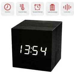 FUIENKO Nouveau Réveil Numérique LED En Bois, Rétro, Décoration De Table Vocale, Fonction Snooze, Contrôle De La Luminosité,white,China 8 FUIENKO Nouveau Réveil Numérique LED En Bois, Rétro, Décoration De Table Vocale, Fonction Snooze, Contrôle De La Luminosité,white,China -Lampe Soldes Boutique 68810571 4
