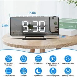 FUIENKO Réveil De Table à Projection Numérique LED, Horloge Électronique, Avec Diffusion De Radio FM, Projecteur De L'Heure, Pendule De Chevet De Chambre à Coucher,A 7 FUIENKO Réveil De Table à Projection Numérique LED, Horloge Électronique, Avec Diffusion De Radio FM, Projecteur De L'Heure, Pendule De Chevet De Chambre à Coucher,A -Lampe Soldes Boutique 68810909 3