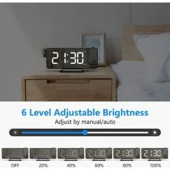 FUIENKO Réveil De Table à Projection Numérique LED, Horloge Électronique, Avec Diffusion De Radio FM, Projecteur De L'Heure, Pendule De Chevet De Chambre à Coucher,A 8 FUIENKO Réveil De Table à Projection Numérique LED, Horloge Électronique, Avec Diffusion De Radio FM, Projecteur De L'Heure, Pendule De Chevet De Chambre à Coucher,A -Lampe Soldes Boutique 68810909 4