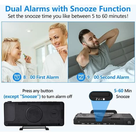 FUIENKO Réveil De Table à Projection Numérique LED, Horloge Électronique, Avec Diffusion De Radio FM, Projecteur De L'Heure, Pendule De Chevet De Chambre à Coucher,A 5 FUIENKO Réveil De Table à Projection Numérique LED, Horloge Électronique, Avec Diffusion De Radio FM, Projecteur De L'Heure, Pendule De Chevet De Chambre à Coucher,A – Image 5