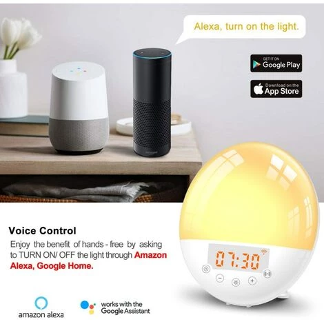 FUIENKO Lampe Numérique Intelligente Avec Réveil, Réveil, Lumière Colorée, Sons De La Nature, Radio FM, 7 Couleurs, Lever Du Soleil,Common Version 5 FUIENKO Lampe Numérique Intelligente Avec Réveil, Réveil, Lumière Colorée, Sons De La Nature, Radio FM, 7 Couleurs, Lever Du Soleil,Common Version – Image 5